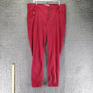 Old Navy Jeans Womens Size 16 Red Rockstar Super Skinny Button Fly Stretch Denim